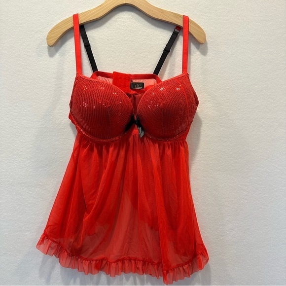 FINAL SALE True Desire Sexy See Through Open Back Babydoll Push-up Bra Top 1X - Picture 1 of 8